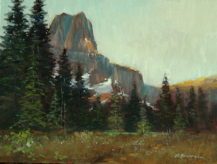 Glacier at Twilight with Pines